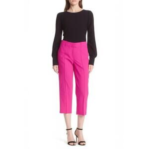 RACHEL ZOE Womens Size 14 Fuchsia Cropped Pants Faux Pockets Chic